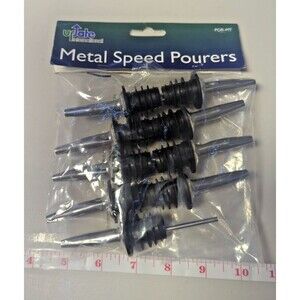 Metal Speed Pourers Set of 9 stainless Steel Finish NEW - Plastic Cork